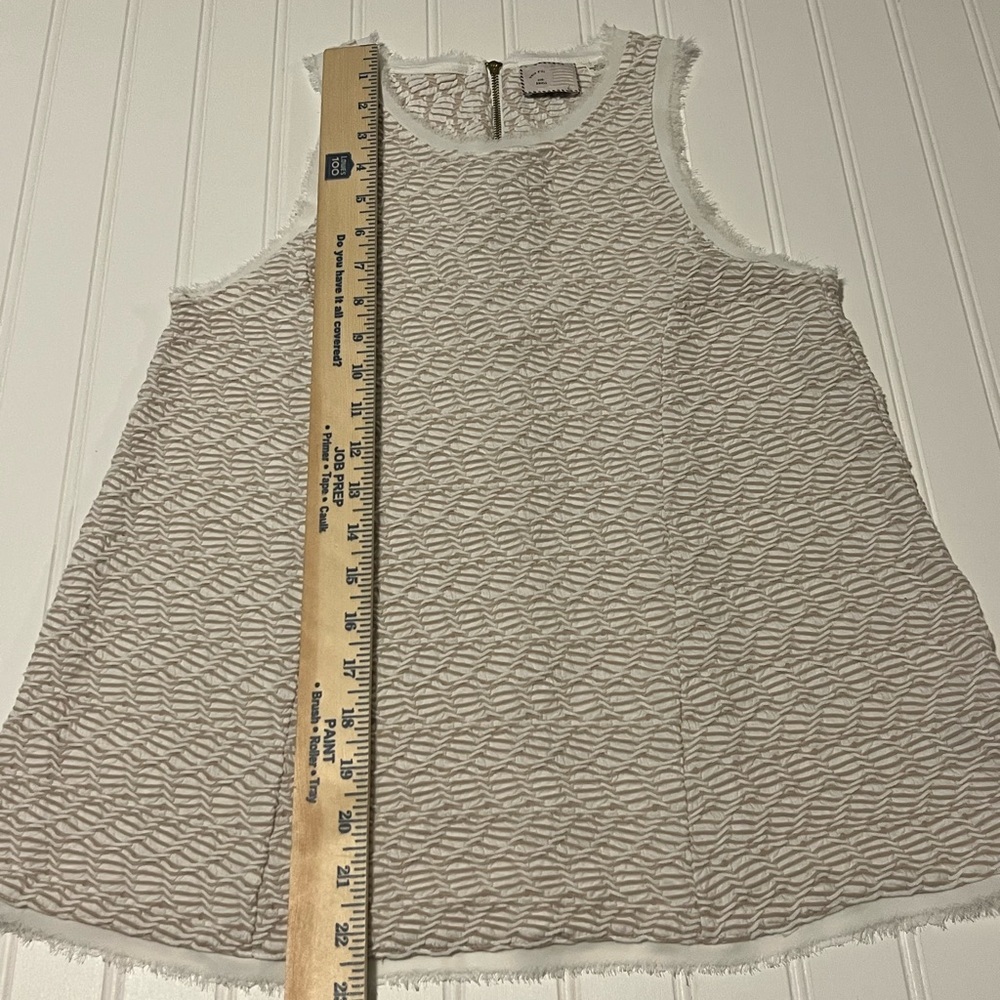 Anthropologie Postmark Textured Tank Top Small Cream Boho Sleeveless Fringe Hem - Picture 4 of 5